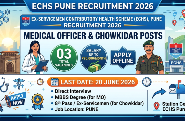 ECHS Pune Recruitment 2026: Apply Offline for Medical Officer and Chowkidar Posts | Salary Up to ₹95,000 Per Month