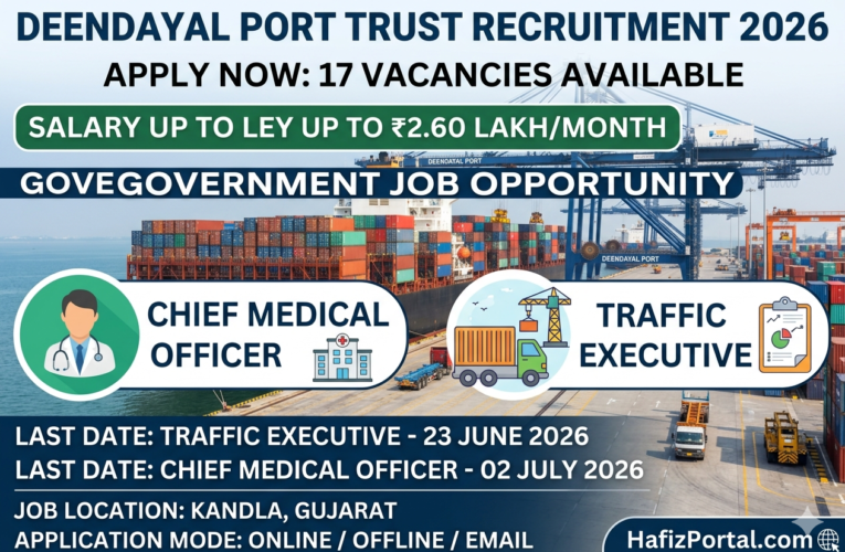 Deendayal Port Trust Recruitment 2026: Apply for 17 Chief Medical Officer & Traffic Executive Vacancies