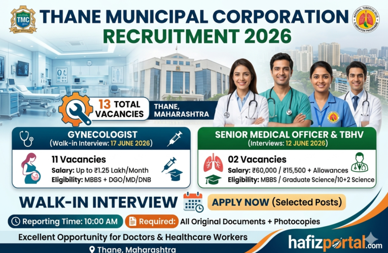 Thane Municipal Corporation Recruitment 2026: Apply for Gynecologist, Senior Medical Officer & TBHV Posts | Salary Up to ₹1.25 Lakh