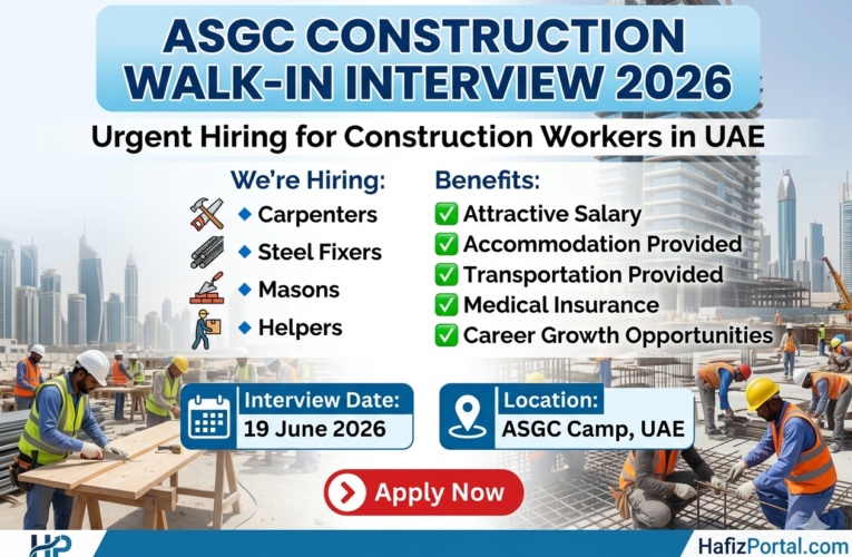 ASGC Construction Walk-In Interview 2026 in UAE | Hiring Carpenters, Steel Fixers, Masons and Helpers