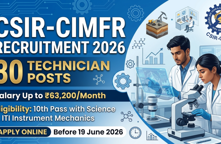 CSIR-CIMFR Recruitment 2026: Apply Online for 30 Technician Posts | Salary Up to ₹63,200 Per Month