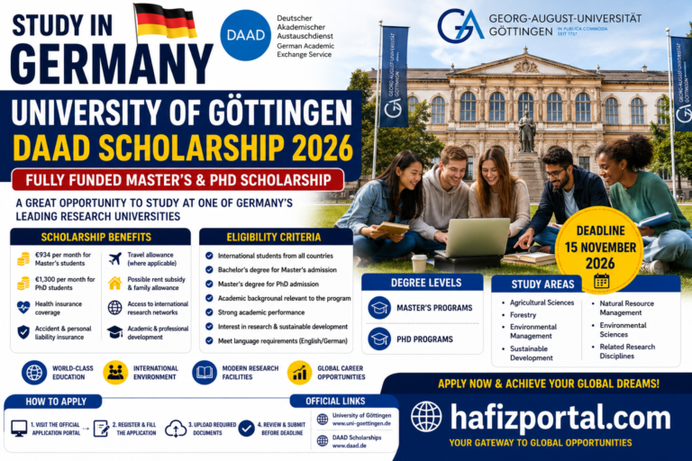 University of Göttingen DAAD Scholarship 2026 in Germany | Fully Funded Master’s & PhD Scholarship for International Students