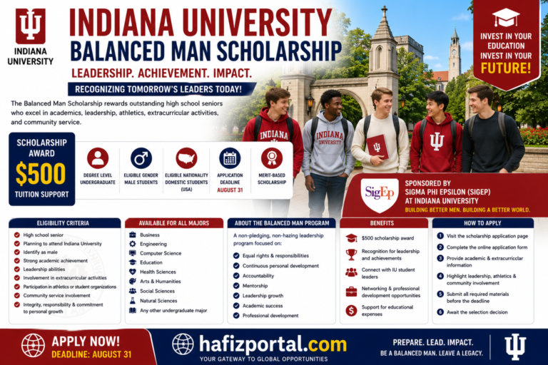 Indiana University Balanced Man Scholarship 2026 in USA | $500 Merit Scholarship for Outstanding High School Seniors