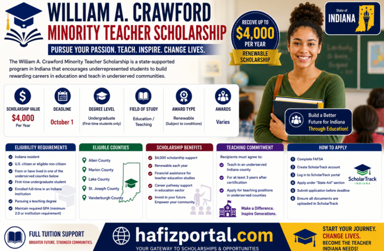 William A. Crawford Minority Teacher Scholarship 2026 in USA | $4,000 Renewable Scholarship for Future Teachers