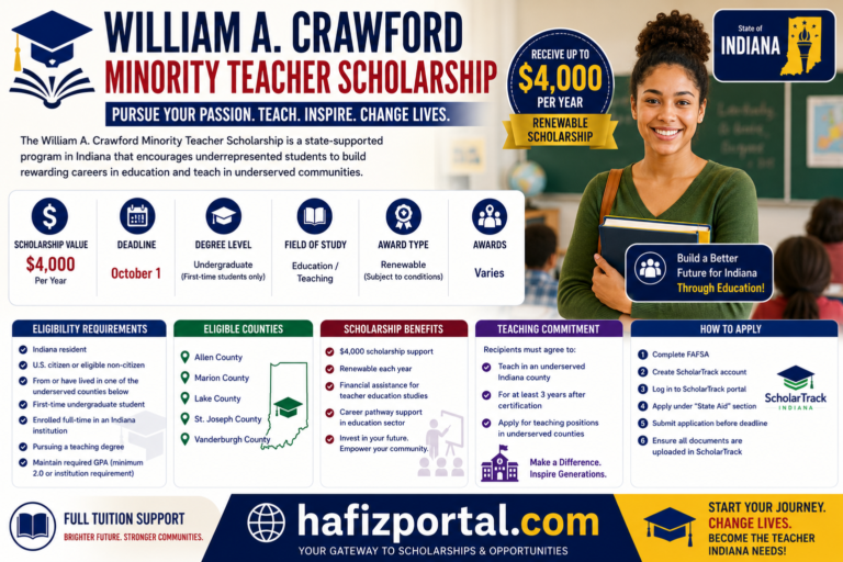 William A. Crawford Minority Teacher Scholarship 2026 in USA | $4,000 Renewable Scholarship for Future Teachers