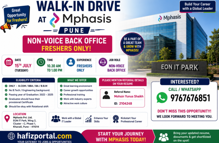 Mphasis Pune Walk-in Drive 2026 for Freshers | Non-Voice Back Office Jobs | Direct Walk-in Opportunity
