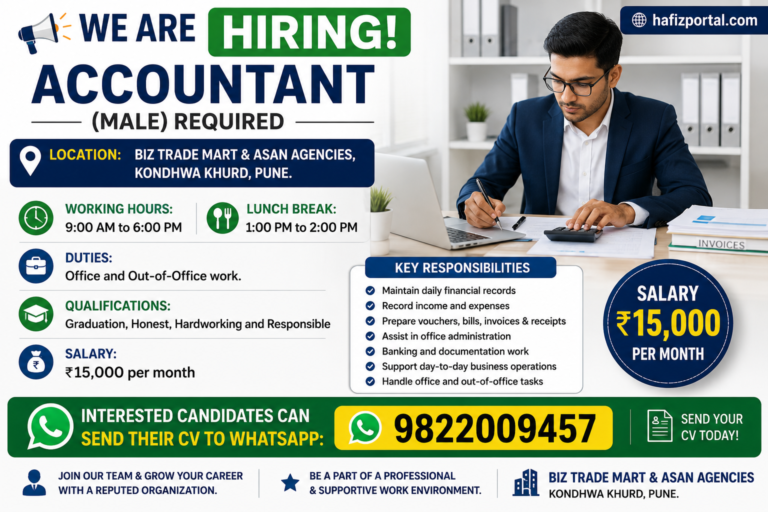 Accountant Job in Kondhwa Pune at Biz Trade Mart & Asan Agencies | Apply Now
