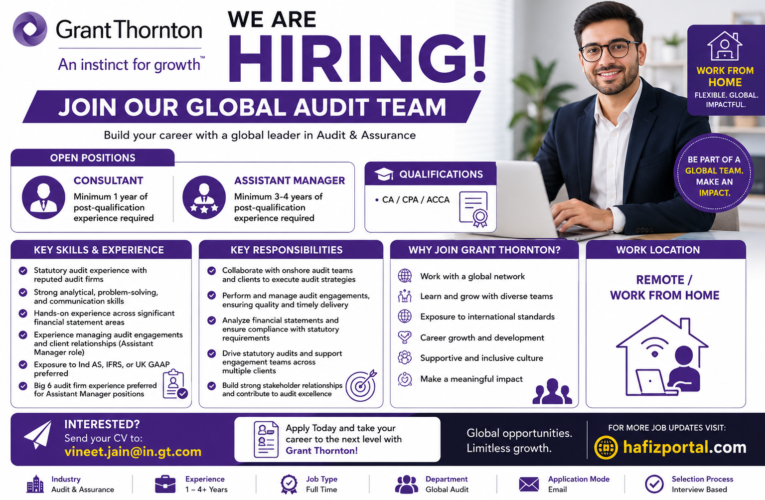 Grant Thornton Global Audit Recruitment 2026: Remote Work From Home Jobs for CA, CPA & ACCA Professionals | Apply Now