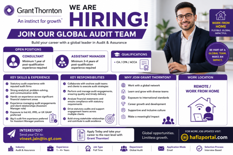 Grant Thornton Global Audit Recruitment 2026: Remote Work From Home Jobs for CA, CPA & ACCA Professionals | Apply Now