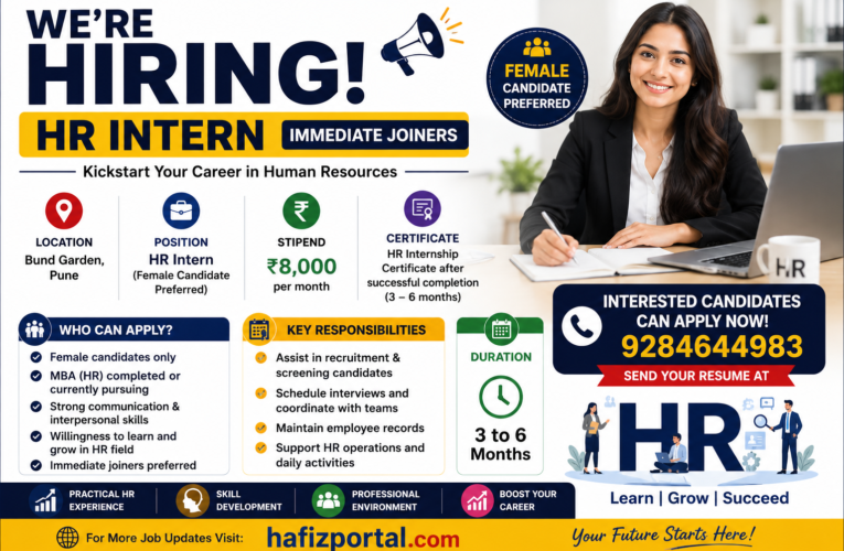 HR Intern Recruitment 2026 in Pune | Immediate Joiners Wanted | MBA (HR) Freshers Can Apply