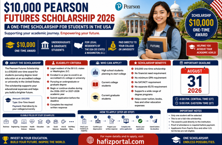 $10,000 Pearson Futures Scholarship 2026: Apply for a One-Time Scholarship Award in the USA