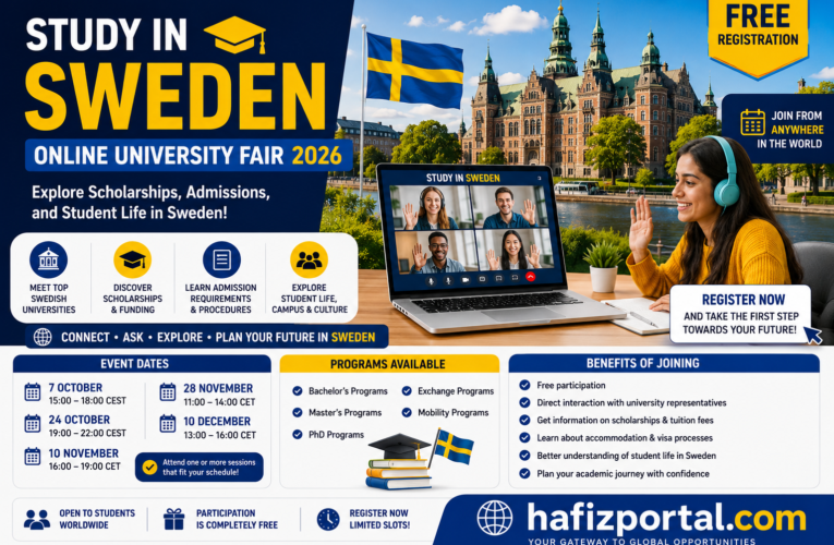 Study in Sweden Online University Fair 2026: Free Virtual Event for Scholarships, Admissions, and Student Life