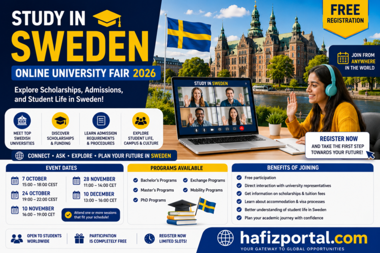 Study in Sweden Online University Fair 2026: Free Virtual Event for Scholarships, Admissions, and Student Life