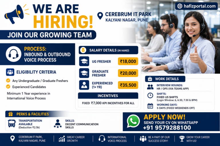Inbound and Outbound Voice Process Jobs in Pune | Freshers and Experienced Candidates Can Apply