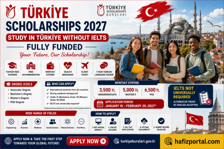 Türkiye Scholarships 2027 Without IELTS | Fully Funded Study in Türkiye