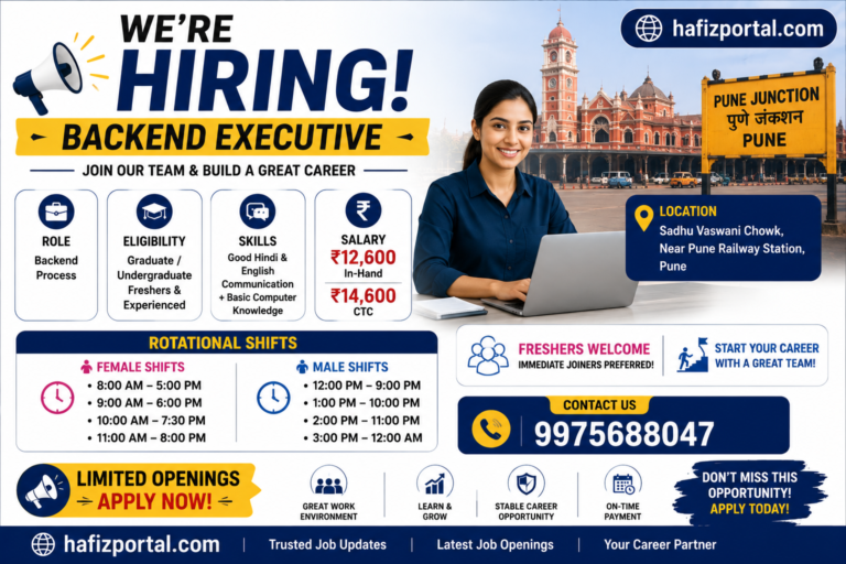 Backend Executive Jobs in Pune: Freshers & Experienced Candidates Can Apply