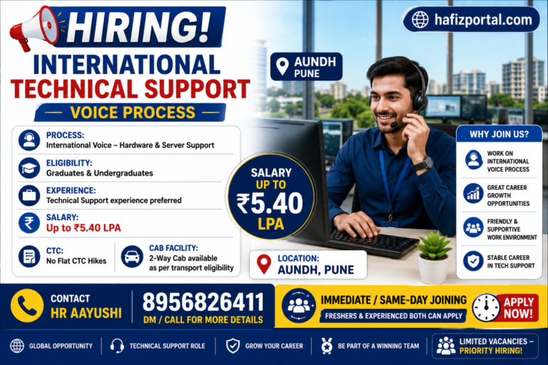 International Technical Support Jobs in Pune | Voice Process Hiring in Aundh