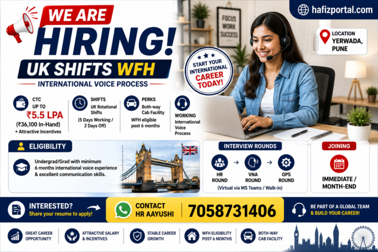 UK Shift Work From Home Job in Pune: Customer Service Hiring at Yerwada | Up to ₹5.5 LPA