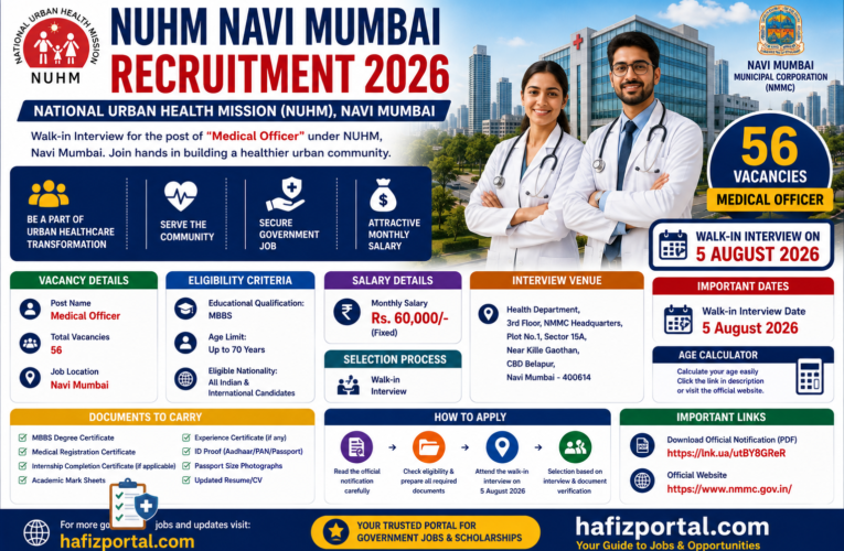 NUHM Navi Mumbai Recruitment 2026: 56 Medical Officer Vacancies, Walk-In Interview on 5 August