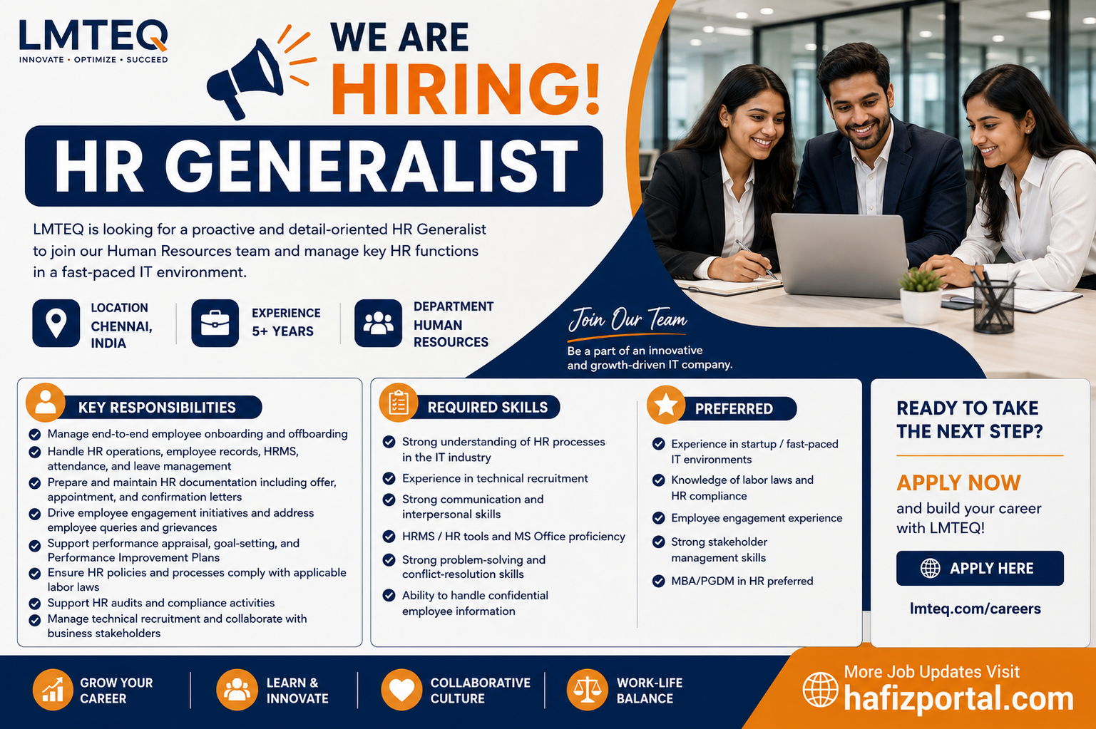 LMTEQ HR Generalist Recruitment – Chennai Job Opportunity