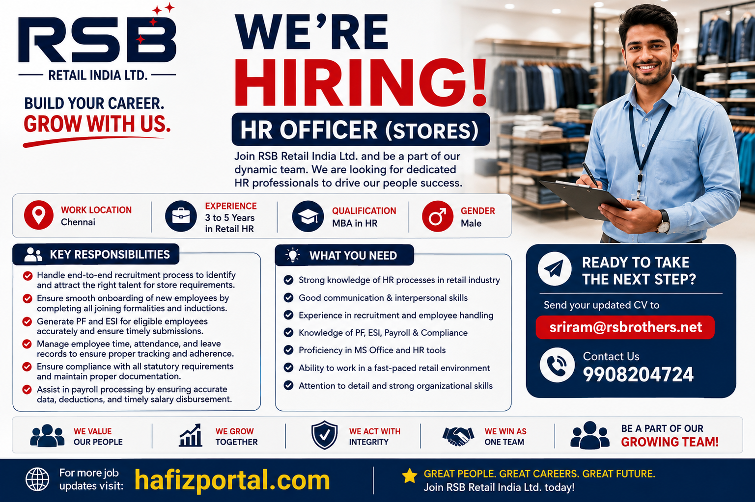 RSB Retail India HR Officer Recruitment – Chennai Job Opportunity