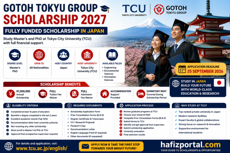 Gotoh Tokyu Group Scholarship 2027 in Japan: Fully Funded Master’s and PhD Opportunity at Tokyo City University
