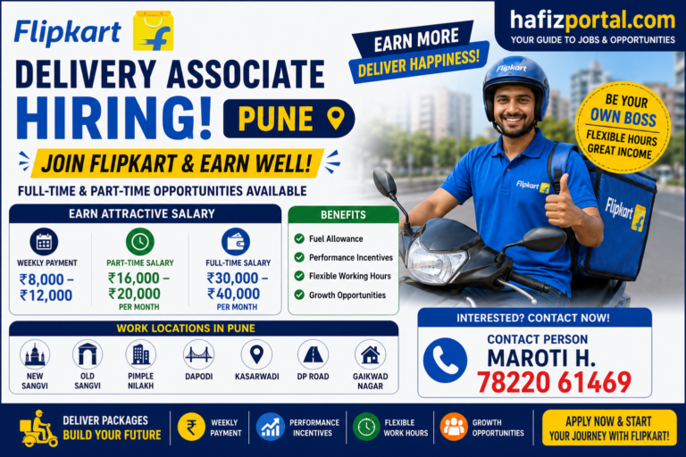 Flipkart Delivery Associate Recruitment in Pune: Earn Up to ₹40,000 Per Month with Flexible Working Hours