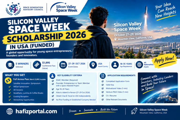 Silicon Valley Space Week Scholarship 2026 in the USA for young space entrepreneurs, founders and startup team members, offering a $1,895 conference pass in Mountain View, California.