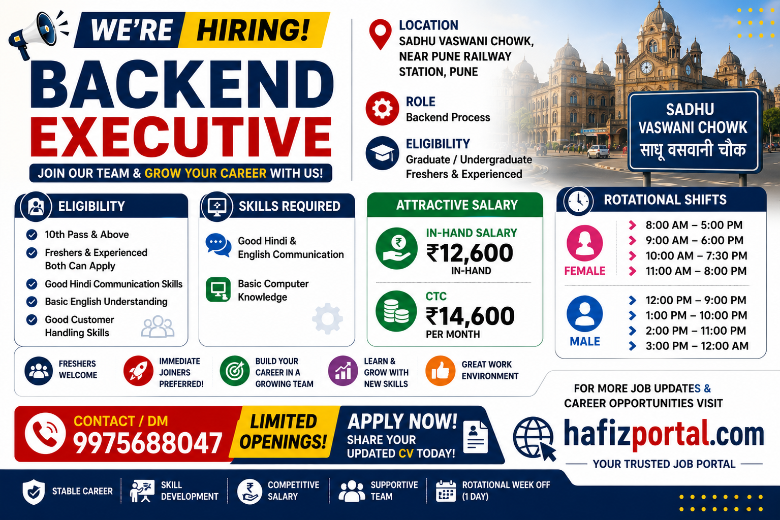Backend Executive Jobs in Pune for Freshers and Experienced Candidates with Salary ₹12,600 In-Hand